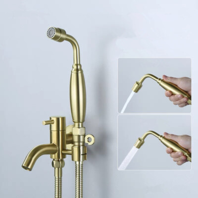 Brushed Gold Brass 2 Ways Bidet Sprayer Bidet Toilet Hand Spray Cold Faucet Set