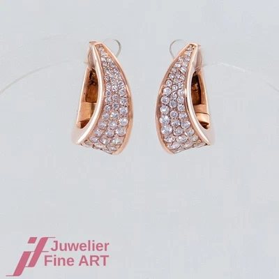 Ohrringe-Brillant-Creolen mit 80 Brillanten ges. ca. 0,92ct - 14K/585 Roségold - Bild 1 von 4