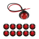 10x 12V LED Car Small Round Side Marker Lorry Light Button Lamp Off-Road Red PUS