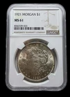 1921-P Morgan Silver $1 Dollar NGC MS-61