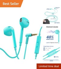 In Ear Wired Earbuds with Microphone for iPhone Samsung Laptop Turquoise