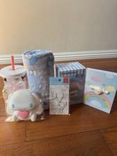 Sanrio Cinnamoroll 6 Piece Bundle Purse Blanket Cup Squishy Notebook And more