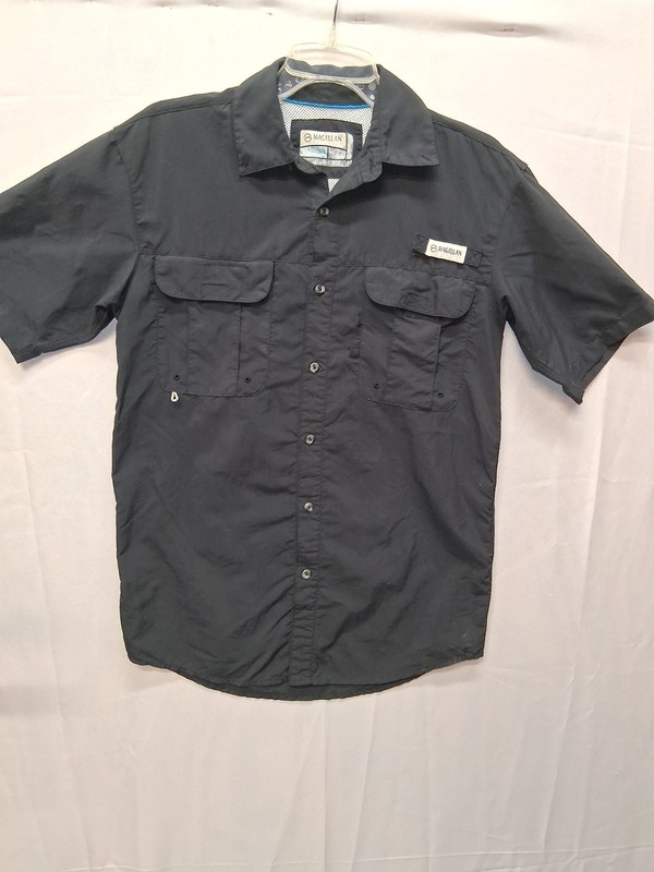 Magellan Outdoors Fishing Shirt Men's XS Black Short Sleeve Button Up Relaxed...