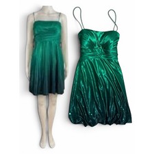 Jump Apparel NWT Emerald Green Ombre Sequin Bubble Hem Party Dress Sz 9/10 Y2K