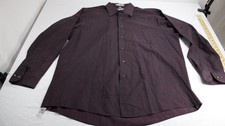 VTG Van Heusen Men 17 34/35 Pique Dress Shirt Burgundy Long Sleeve Button Up
