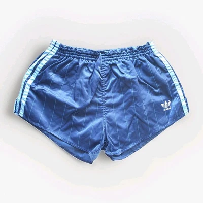 ADIDAS Santiago Glanz Nylon Shorts D6 Running Sport Vintage blau Fußball Retro - Bild 1 von 4