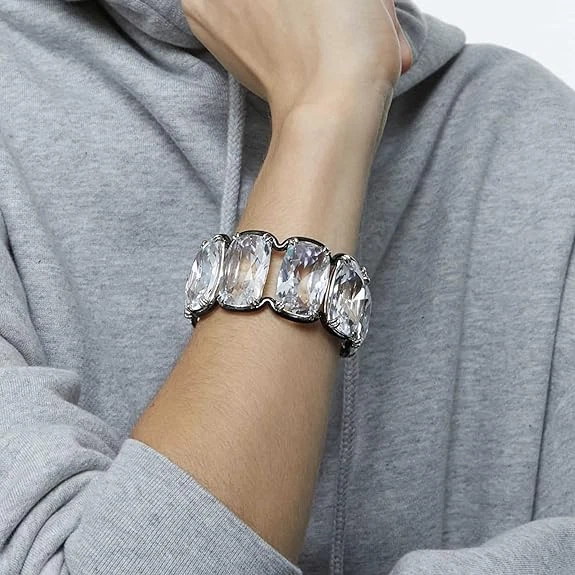 Swarovski Harmonia Polsino Grande Floating Cristalli Bianco Misto Metallo Finire - Immagine 3 di 4