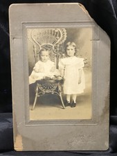 Antique Victorian Cabinet Card Photo Children -Brother  Sister- Identified