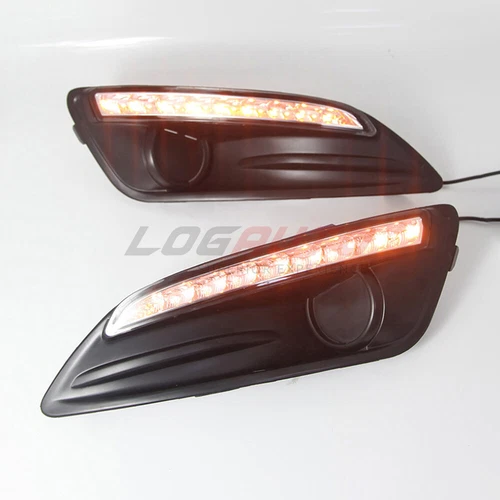 For Fiesta 2013-2016 Pair LED Daytime Light DRL Fog Driving Lamp W/ Yellow Turn - Picture 9 of 13