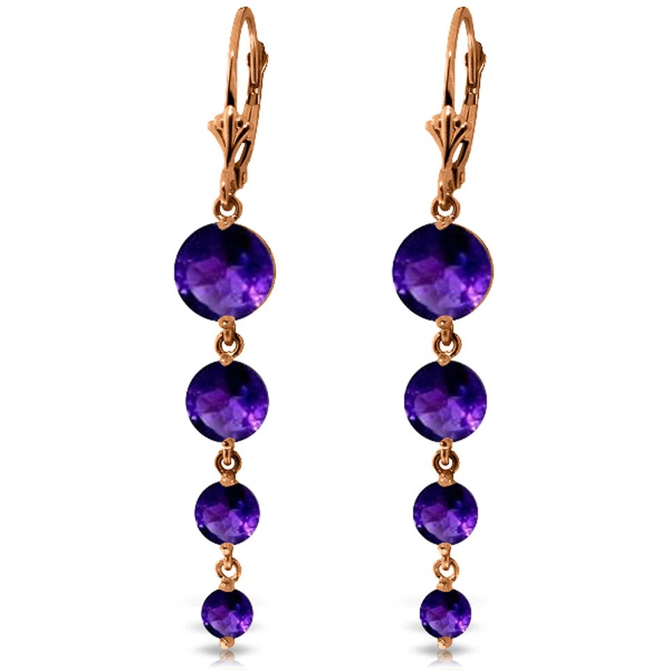 14K. GOLD CHANDELIER EARRING WITH NATURAL AMETHYSTS - Image 3 of 4