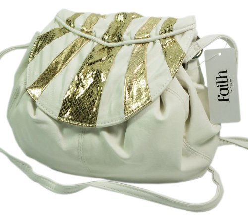 Faith Jeanette Ivory Gold Womens Designer Handbag Ladies