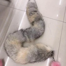 120cm/47" Real Golden Island Fox Fur Tail Keychain Bag Charm Furry Cosplay Toys