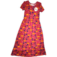 Dot Smile Girls 5 6 Turkey Pumpkin Leaves Maxi Dress Thanksgiving Fall Pockets