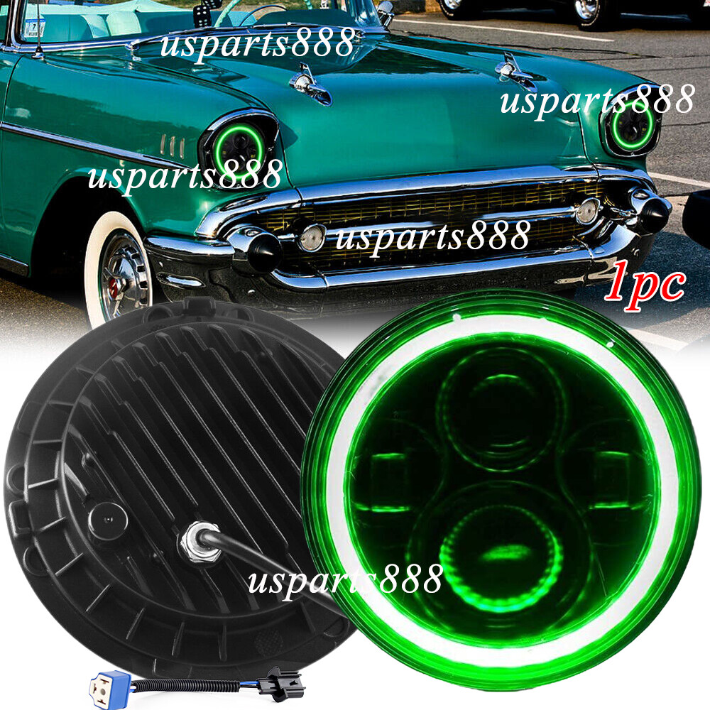 Fit Chevrolet Bel Air 1953 1954 1955 1956 1957 7'' LED Headlight Green Halo DRL