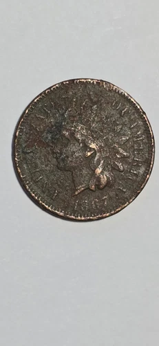 1867 Indian Head Cent Penny VF-XF Details Environmental Damage