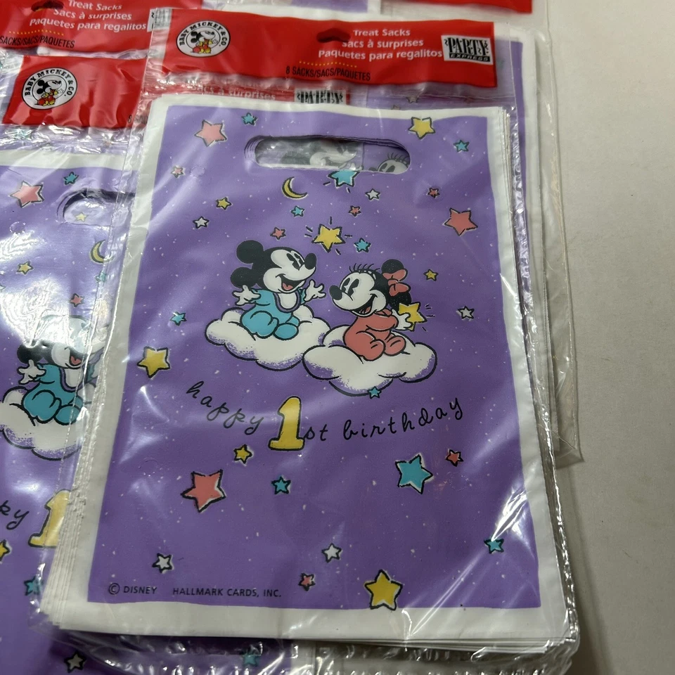 De Colección Bebé Mickey Mouse Disney Sello Sacos de Golosinas 48 Bolsas-6 Nuevos Juegos-1er Cumpleaños Foto 2 de 4