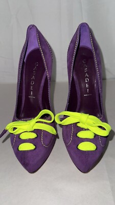 6.5 CASADEI Suede Leather Sneakers Heels High Heel Sneaker Platform Pumps ITALY