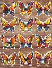 Glass Butterfly Die Cut Vinyl Stickers Set Scrapbooking Laptop Waterbottle