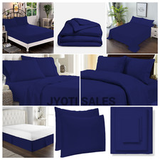 800 Thread Count Egyptian Cotton Select Bedding Set US Sizes Navy Blue Solid