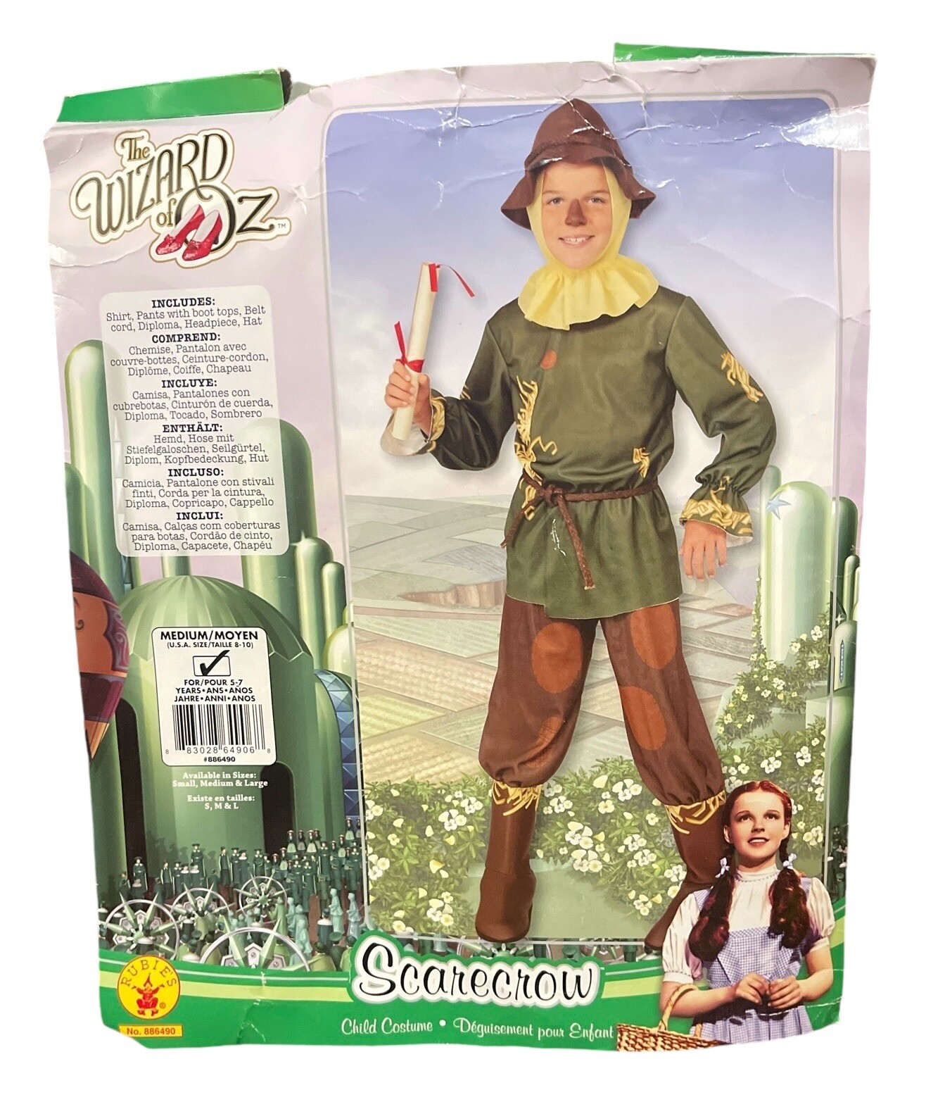 Wizard of Oz Scarecrow Costume for Kids Age 5-7 Medium