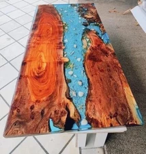 Contemporary Coffee Table – Live Edge Resin River Table Artistic Epoxy Furniture