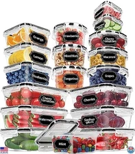 Skroam 36-Pack Airtight Food Storage Containers - 18 BPA-Free Meal Prep Set