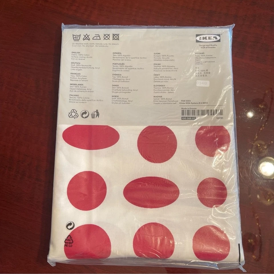 IKEA Cotton table cloth acrylic coating, waterproof, rectangular red white 57x87 - Image 4 of 4