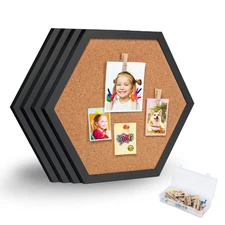 Facilife 4-Pack Framed Cork Boards for Wall, Small Decorative Pin Memo Boards