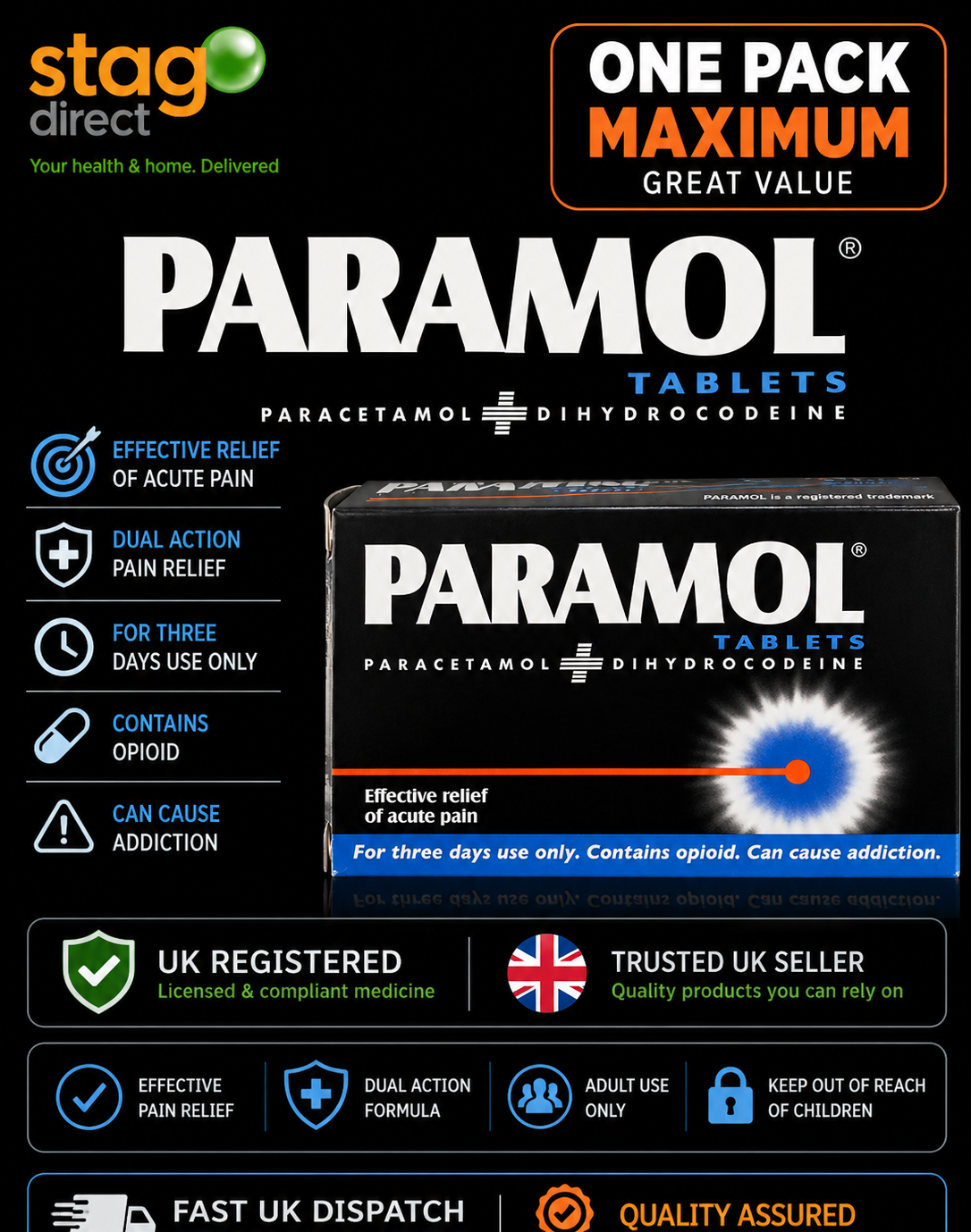 Paramol Tablets - 32 Tablets- Pain Relief - UK registered Pharmacy ...