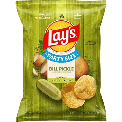 Dill Pickle Flavored Potato Chips Party Size Bag 12.5 oz