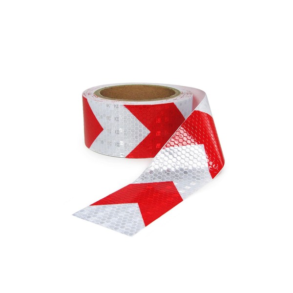 Signalband Markierungsband Absperrband Selbstklebend Reflektierend Rot Weiß 60M-image