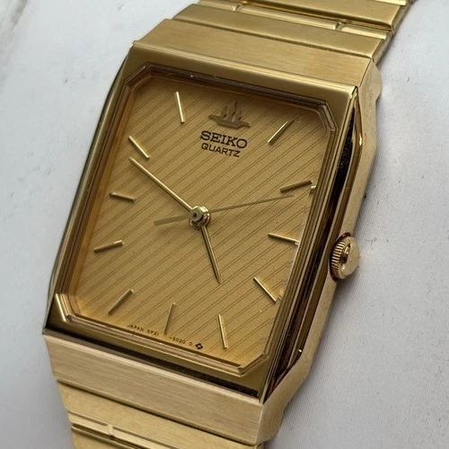 without box or papers NOS Neo Vintage Seiko Watch Men Gold Tone Tank 5P3 G2U