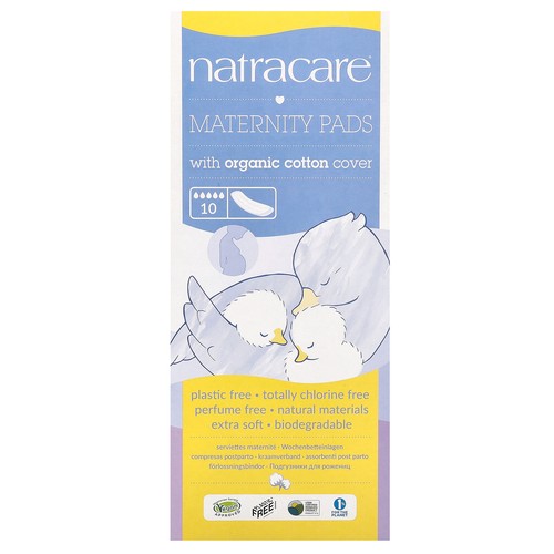 Maternity Pads with Organic Cotton Cover, 10 Pads