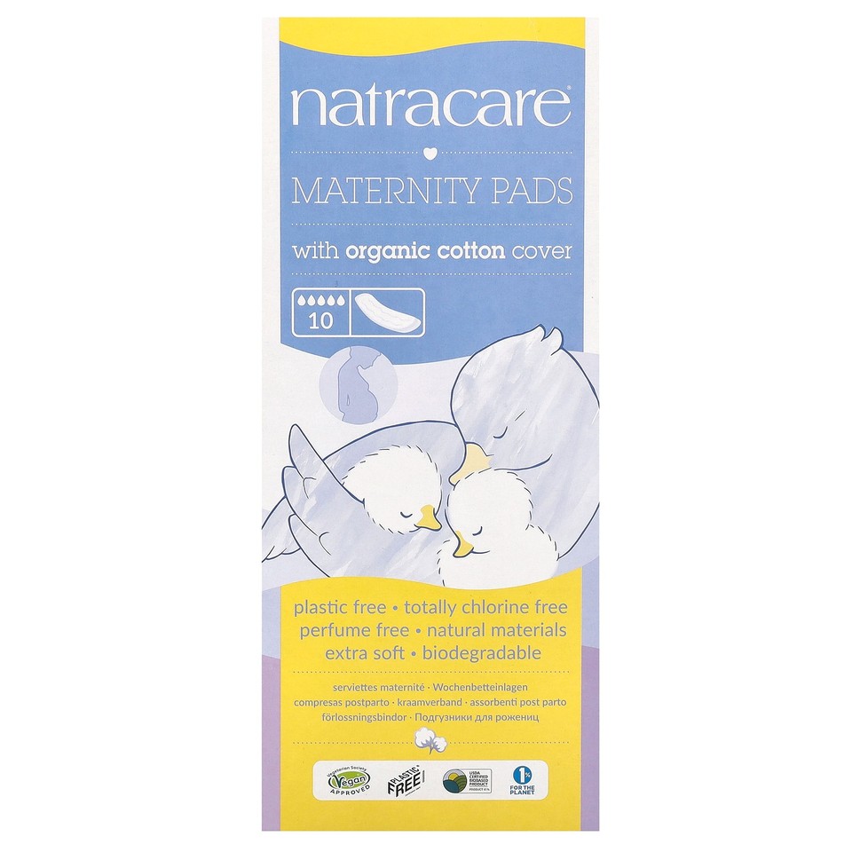 Maternity Pads with Organic Cotton Cover, 10 Pads