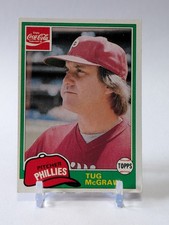 Tug McGraw #7 1981 Topps Coca-Cola Philadelphia Phillies - FREE SHIPPING