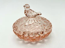 HOFBAUER BYRDES CRYSTAL PINK BIRD JEWELRY TRINKET DISH BOX 