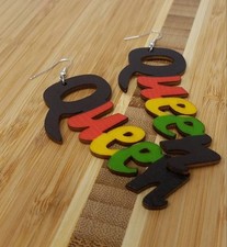 Rasta Queen Earrings Wood African Pride Dangle Lightweight Handmade Afro Boho
