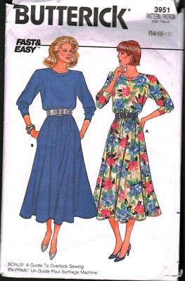 3951 Vintage Butterick Sewing Pattern Misses Loose Fitting Dress Easy ...