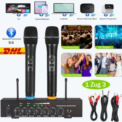 MARKENLOS Juego de micrófono inalámbrico DJ PA doble UHF micrófono inalámbrico micrófono inalámbrico micrófono DHL
