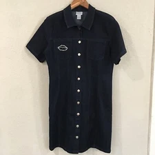 Carolina Colours Womens Size Large Dress Blue Denim Dark Wash Stretch 90s Y2K