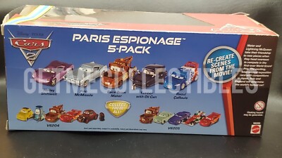 DISNEY PIXAR CARS PARIS ESPIONAGE TOMBER FINN MCMISSILE 5 PACK
