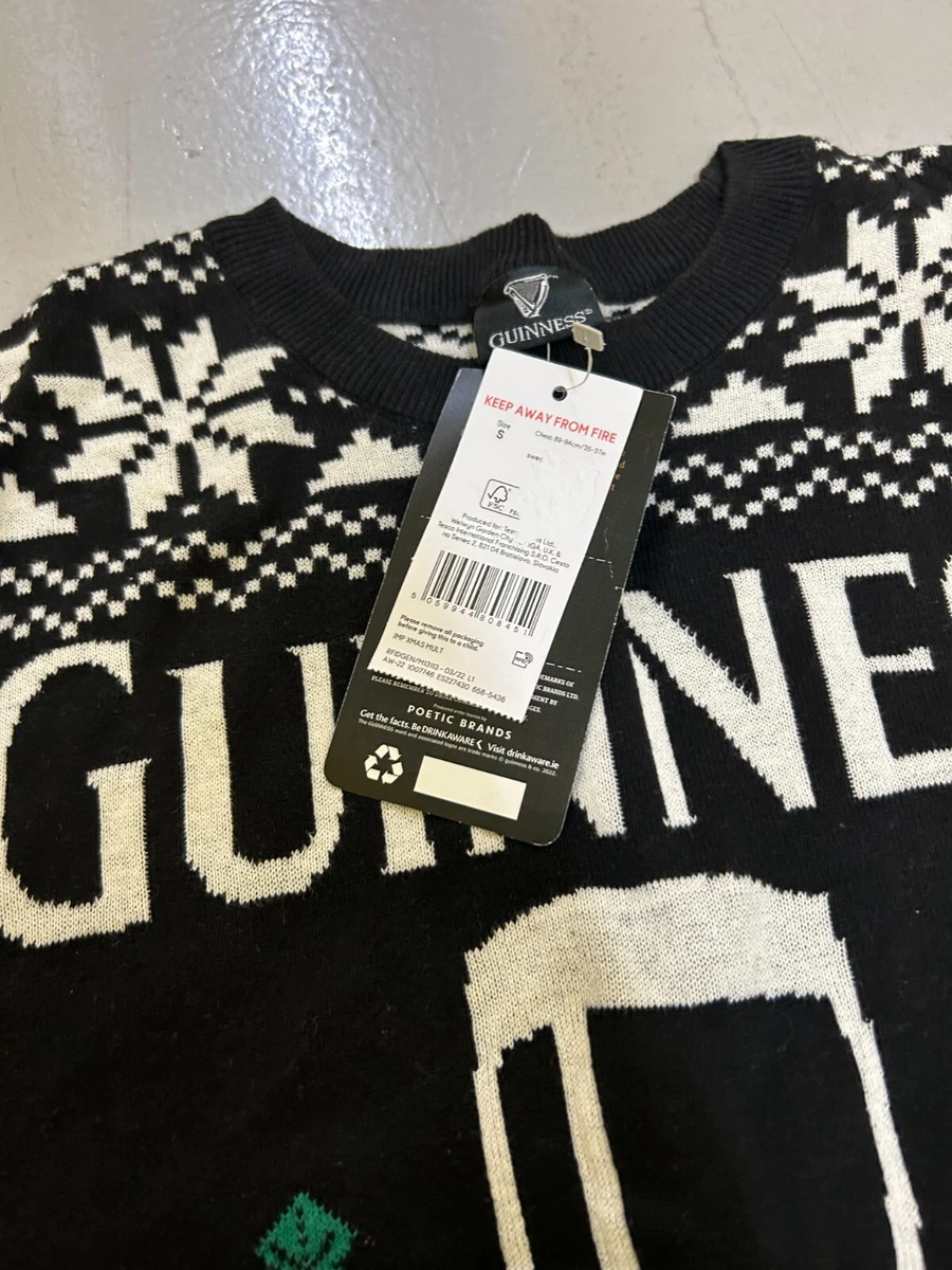 Official Guinness Knit Christmas Jumper Black Size Small New
