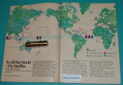 1972 TV ARTICLE/WORLD WIDE SATELLITE TV COMMUNICATIONS/TELESTAR/EARLYBIRD