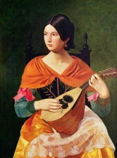 High Quality Handpainted Oil Painting lady playing Ancient musical instruments