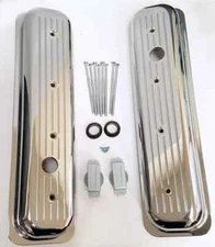 Chrome Chevy Ball Milled Center Bolt Short Valve Covers 5.0 5.7L 350 305 Cover