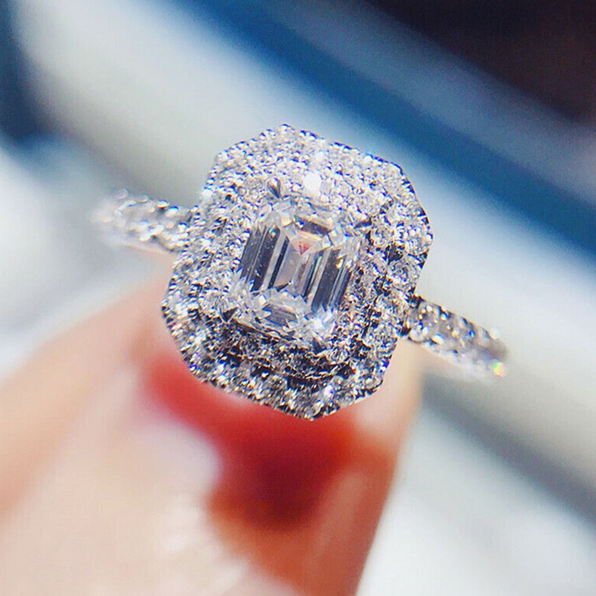 Ct Emerald Diamond Women's Wedding Engagement Ring 14K White