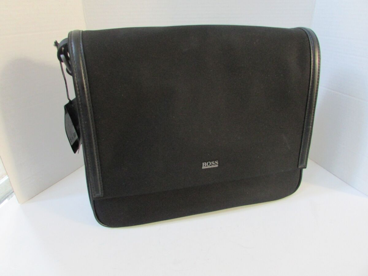 Hugo Boss Canvas Leather Fold Over Flap Business Shoulder Hugo Boss Canvas Leather Fold Over Flap Business Shoulder