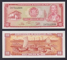 Peru Banknote 10 Soles Of Gold 1976 P.-112 FDS/UNC