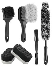 6PCS Car Wheel Cleaning Pro Kit, Tire Brush, Soft-bristled Rim Brush, Microfi...