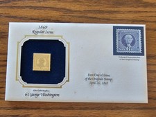 22kt Gold Replica 1869 6c George Washington Stamp Commemorative